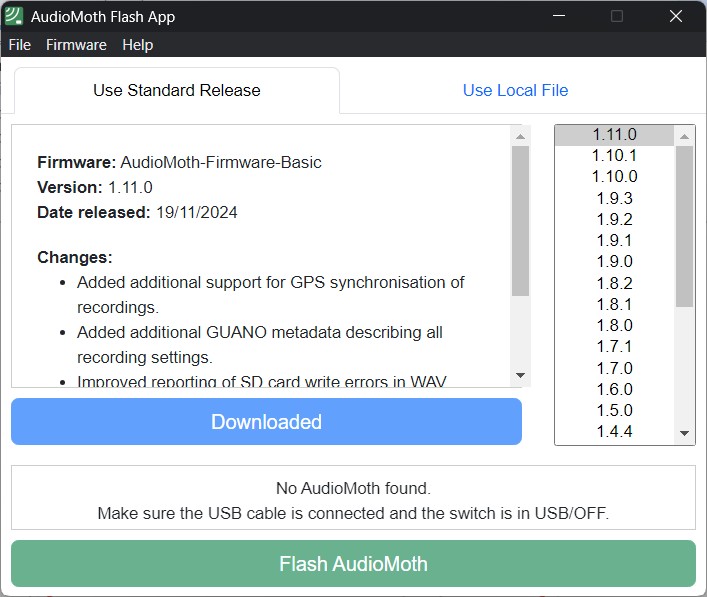 This screenshot has not detected a device and cannot be "flashed"
until one is connected