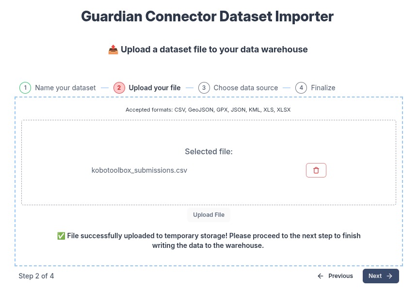 Upload your file and confirm success