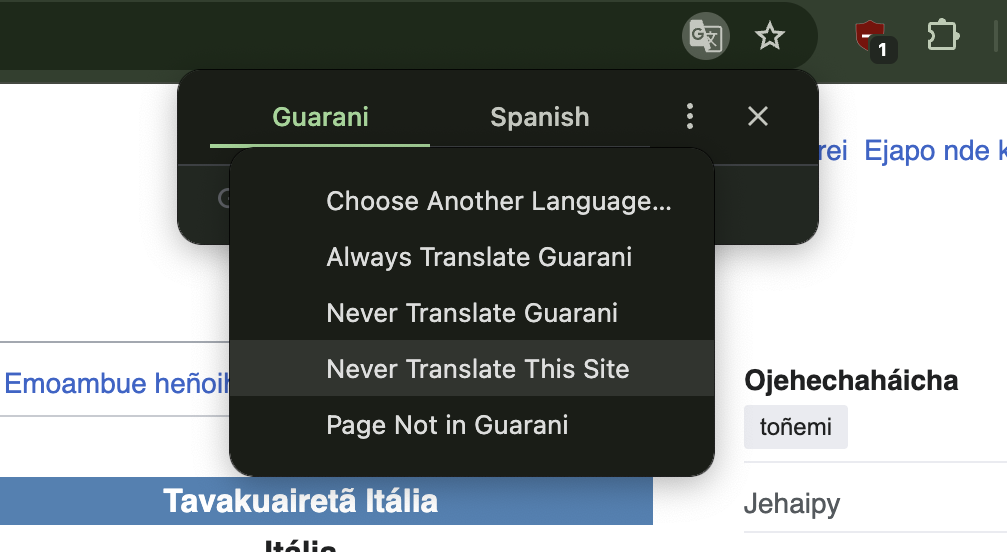 Disable translation for site